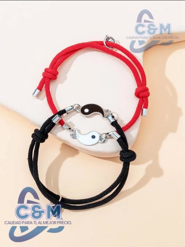 Pulsera rojo y negro yin yang